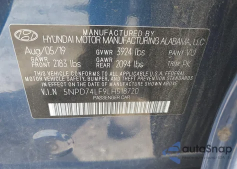 2020 Hyundai Elantra Se из США, поврежденный, VIN 5NPD74LF9LH518720